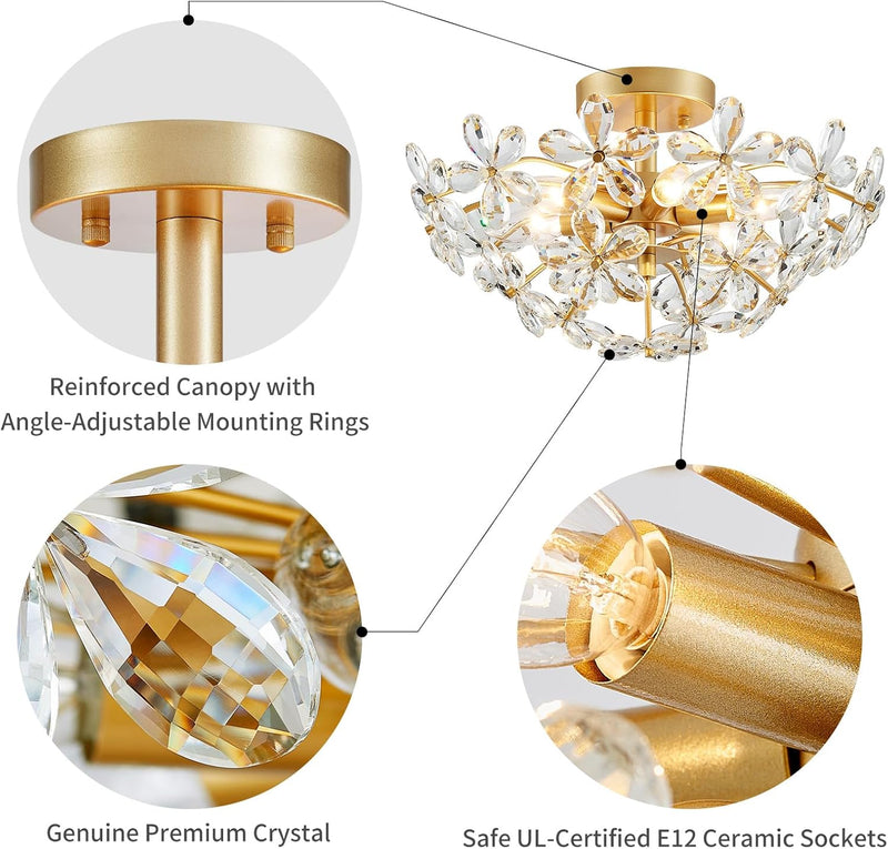 Crystal Chandelier Flushmount Ceiling Light Modern Lighting