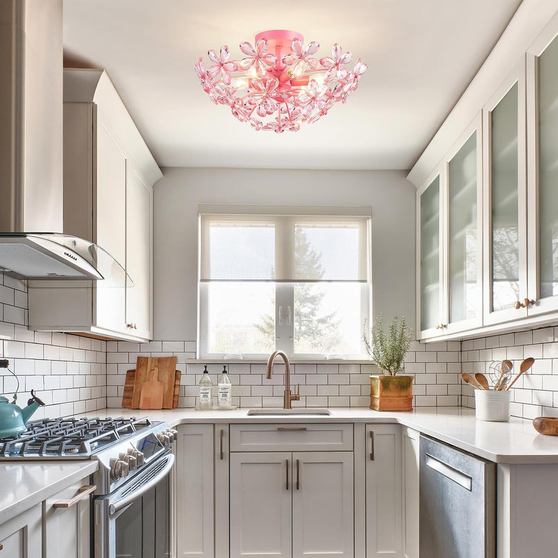 Crystal Chandelier Flushmount Ceiling Light Modern Lighting