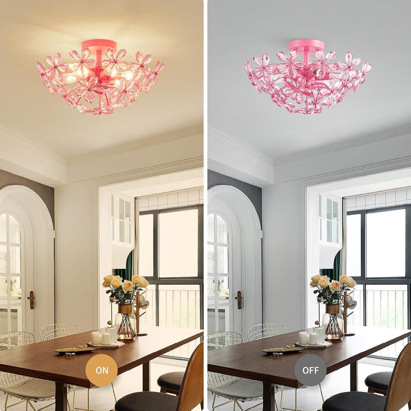 Crystal Chandelier Flushmount Ceiling Light Modern Lighting
