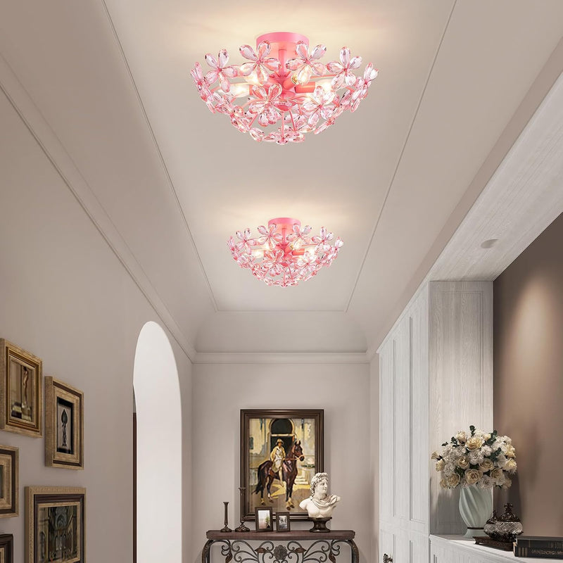 Crystal Chandelier Flushmount Ceiling Light Modern Lighting