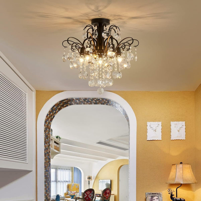Crystal Chandelier Flushmount Ceiling Light Modern Lighting