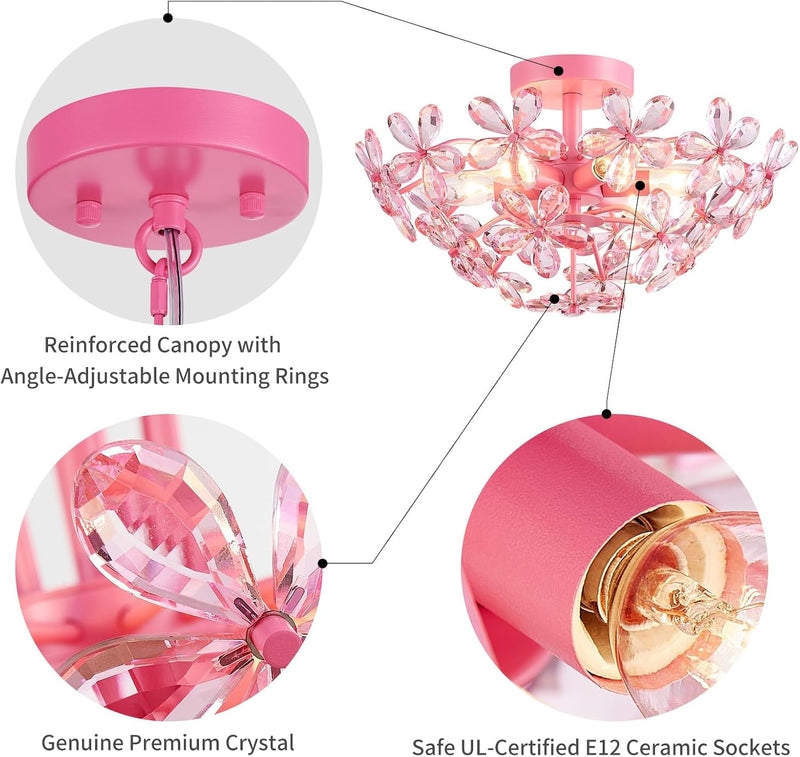 Crystal Chandelier Flushmount Ceiling Light Modern Lighting