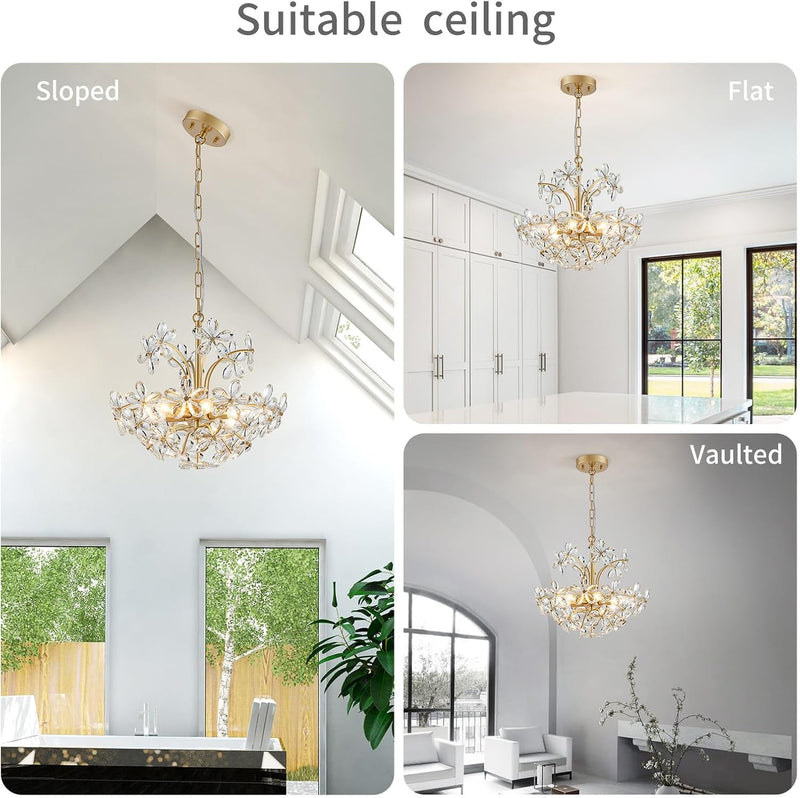 Crystal Chandelier Flushmount Ceiling Light Modern Lighting