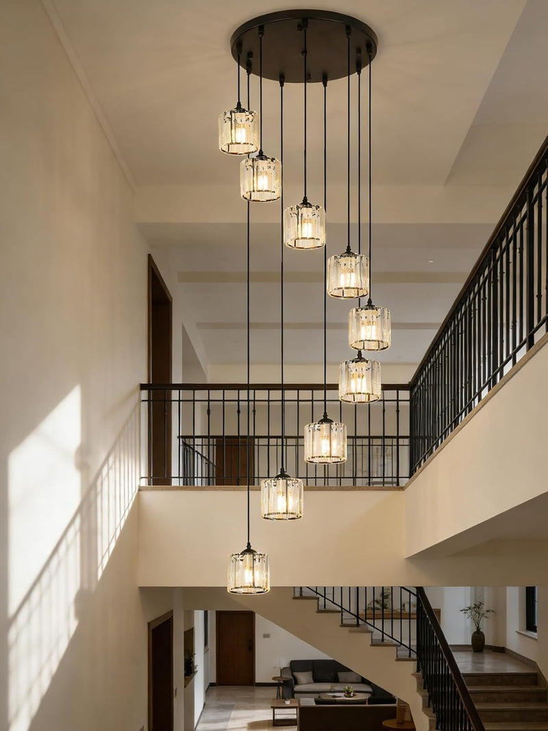Crystal Chandelier for High Ceilings Modern Raindrop Pendant