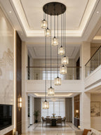 Crystal Chandelier for High Ceilings Modern Raindrop Pendant