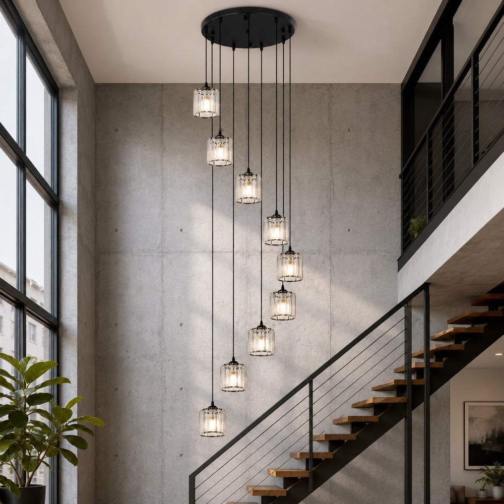 Crystal Chandelier for High Ceilings Modern Raindrop Pendant