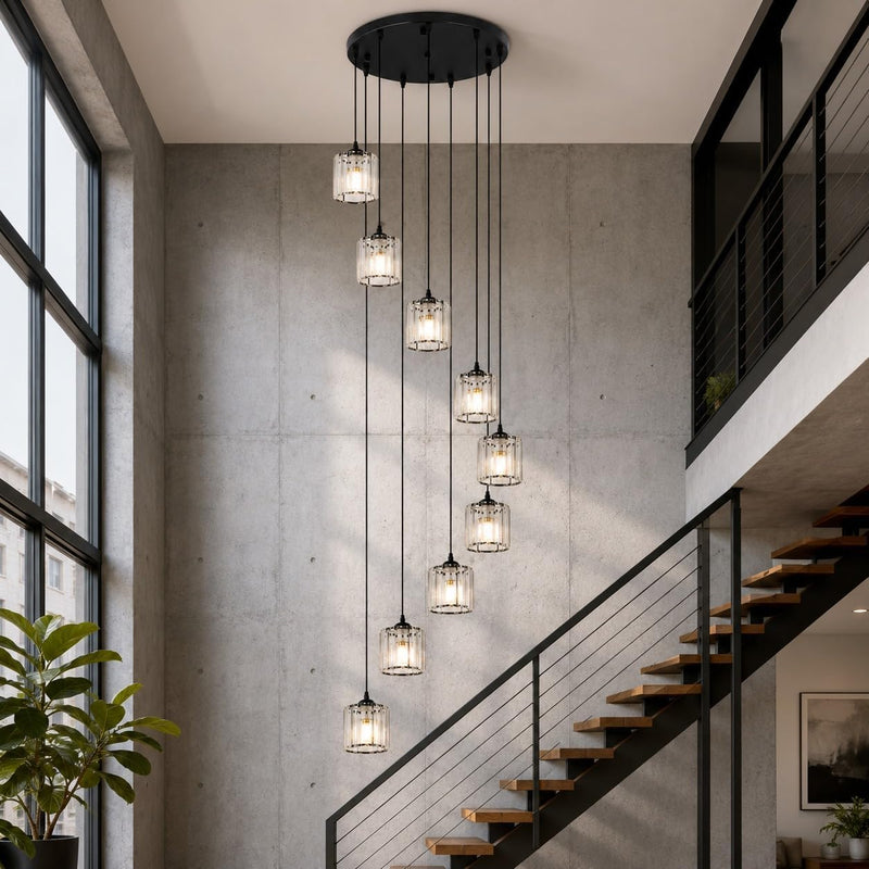 Crystal Chandelier for High Ceilings Modern Raindrop Pendant