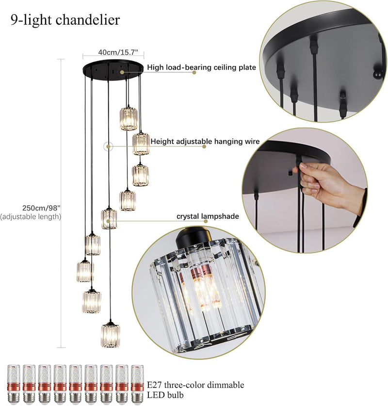 Crystal Chandelier for High Ceilings Modern Raindrop Pendant