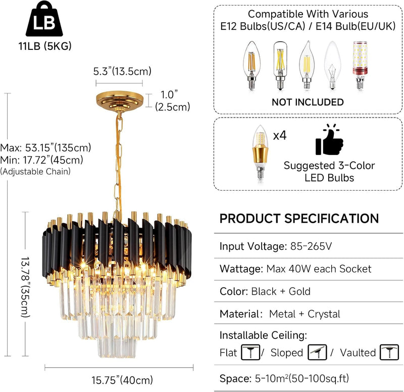 Crystal Chandelier Pendant Light Small Modern for Entryway