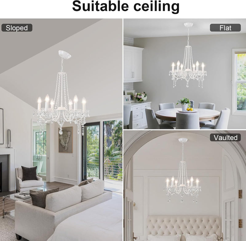 Crystal Chandeliers Ceiling Light 6 Lights Modern Living