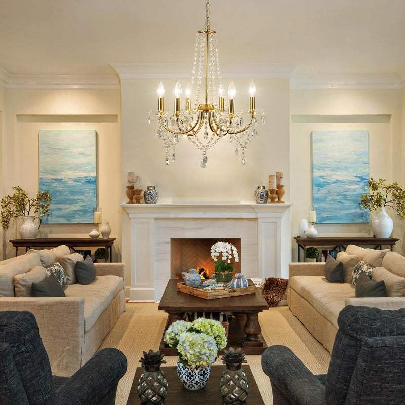 Crystal Chandeliers Ceiling Light 6 Lights Modern Living