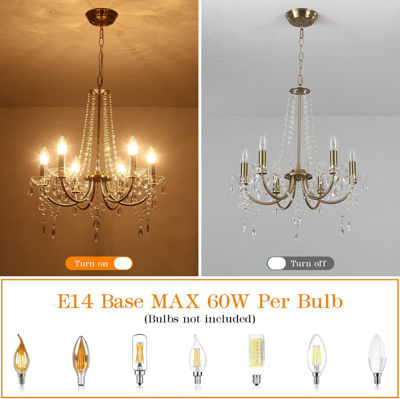 Crystal Chandeliers Ceiling Light 6 Lights Modern Living