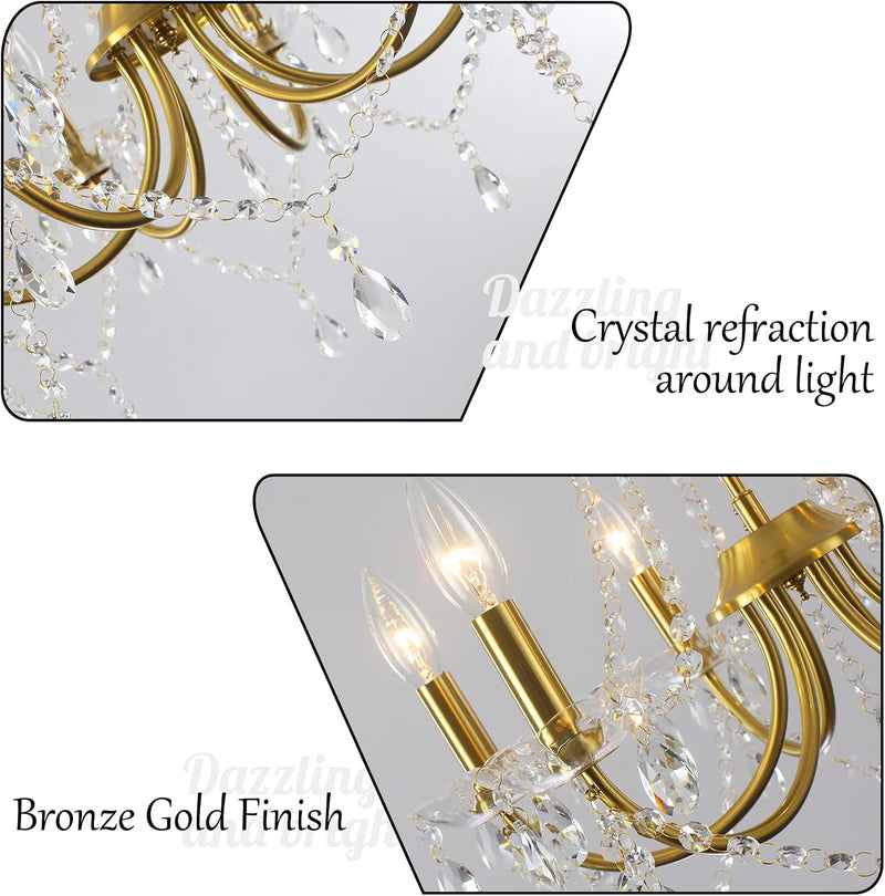 Crystal Chandeliers Ceiling Light 6 Lights Modern Living