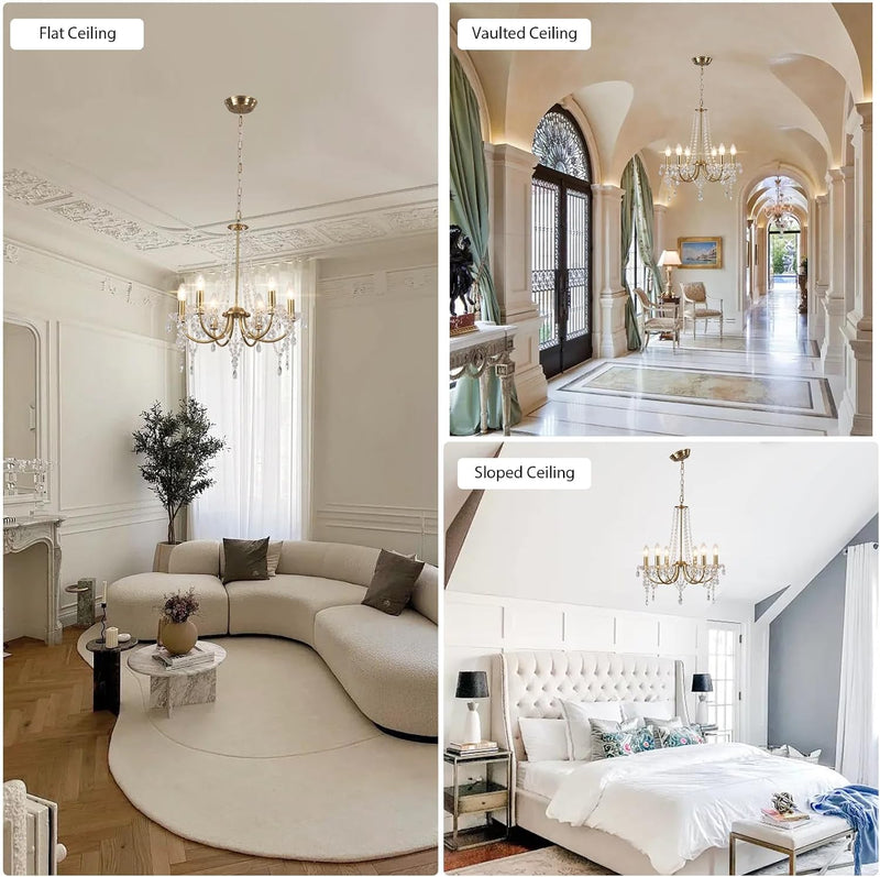 Crystal Chandeliers Ceiling Light 6 Lights Modern Living