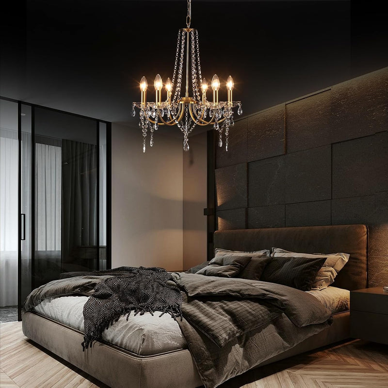 Crystal Chandeliers Ceiling Light 6 Lights Modern Living