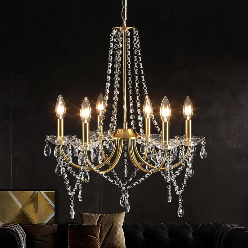 Crystal Chandeliers Ceiling Light 6 Lights Modern Living
