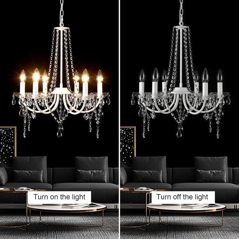 Crystal Chandeliers Ceiling Light 6 Lights Modern Living