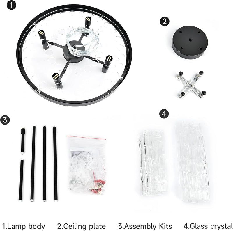 Crystal Chandeliers Flush Mount Ceiling Light Fixture Round