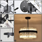 Crystal Chandeliers Flush Mount Ceiling Light Fixture Round