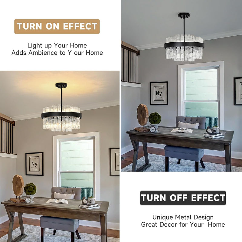Crystal Chandeliers Flush Mount Ceiling Light Fixture Round