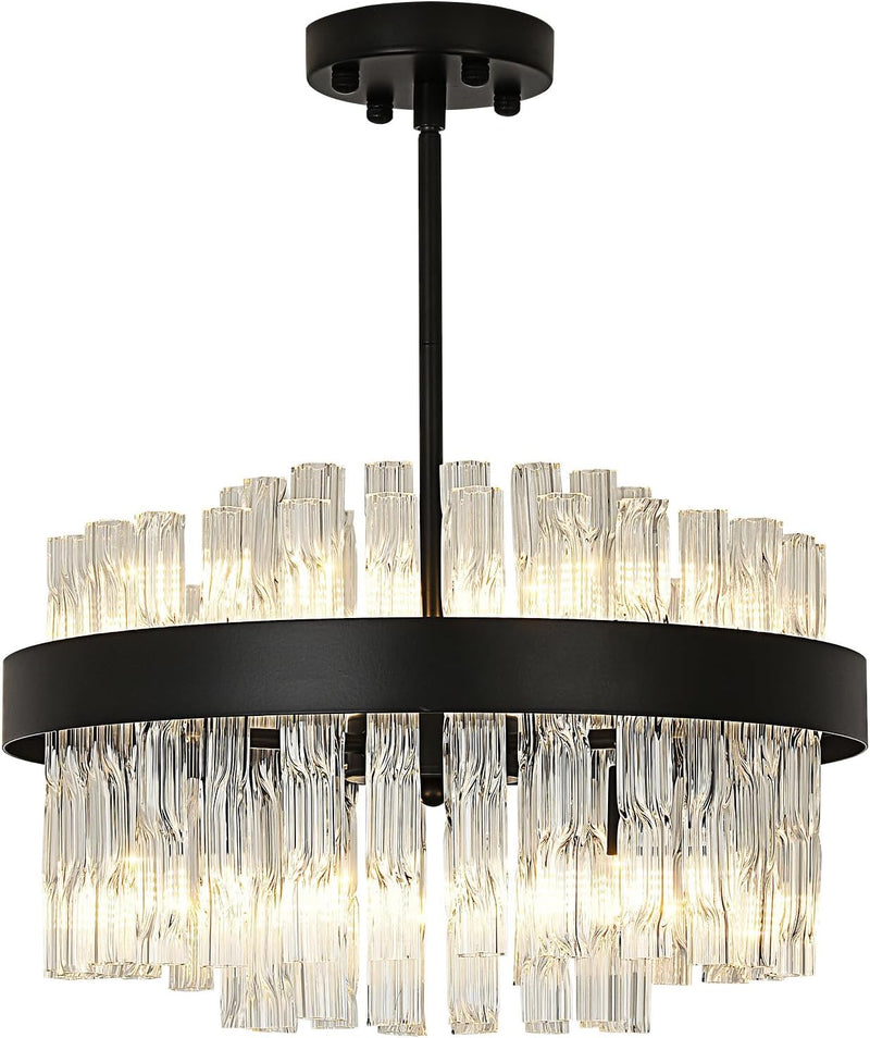 Crystal Chandeliers Flush Mount Ceiling Light Fixture Round