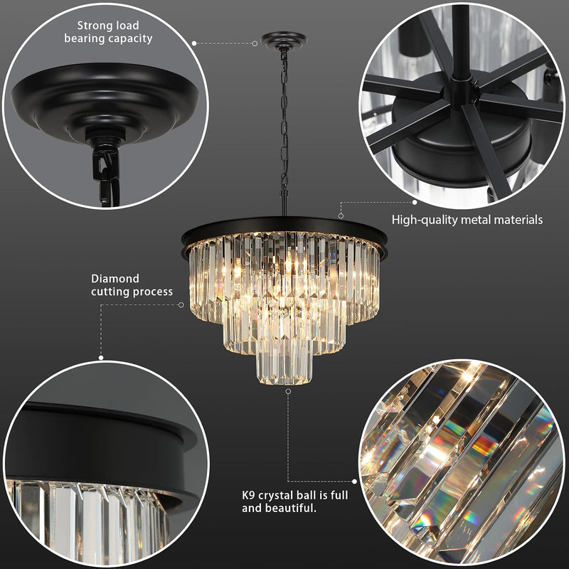 Crystal Chandeliers for Dining Room 9-Lights D20 Inch