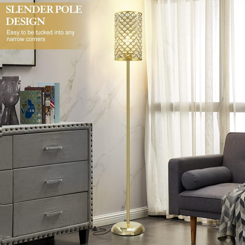 Crystal Floor Lamp Elegant Standing Modern Lamps