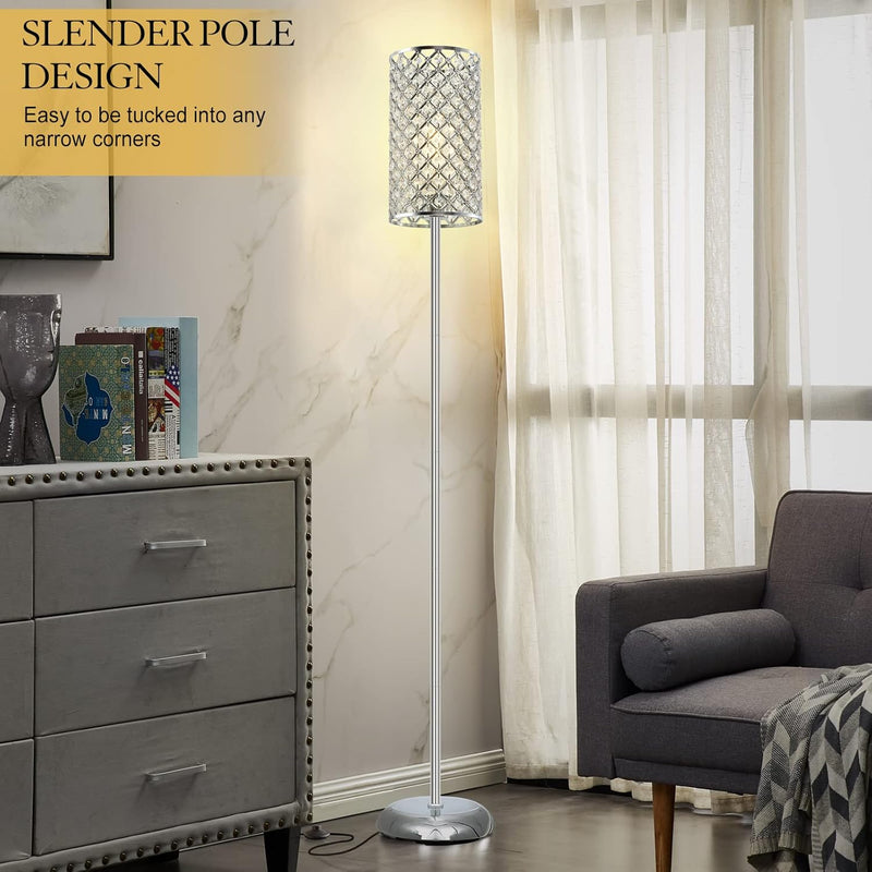 Crystal Floor Lamp Elegant Standing Modern Lamps