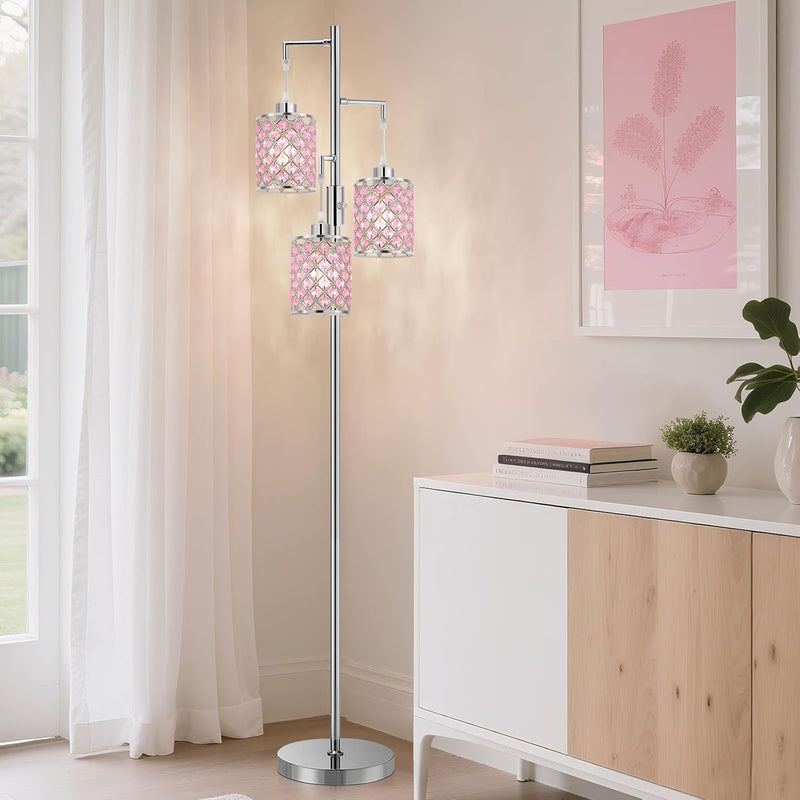 Crystal Floor Lamp Elegant Standing Modern Finish Tall
