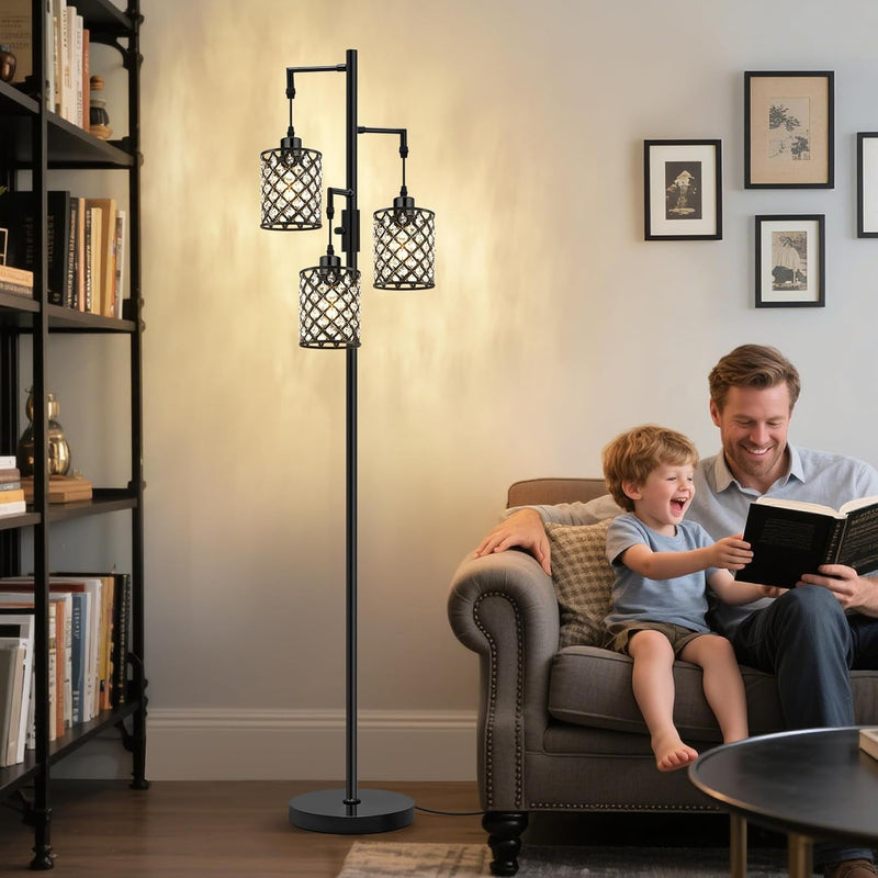 Crystal Floor Lamp Elegant Standing Modern Finish Tall
