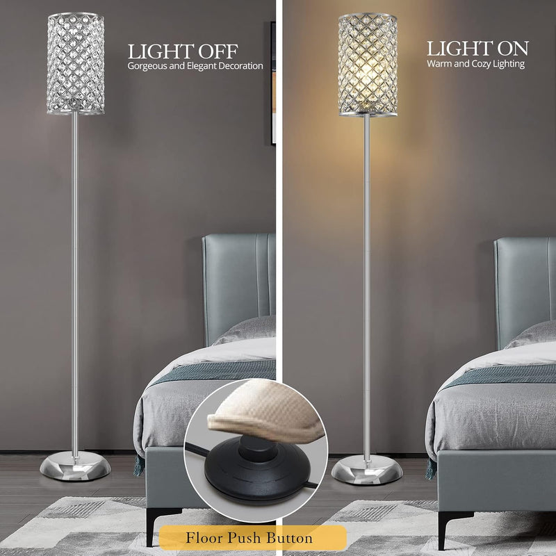 Crystal Floor Lamp Elegant Standing Modern Lamps