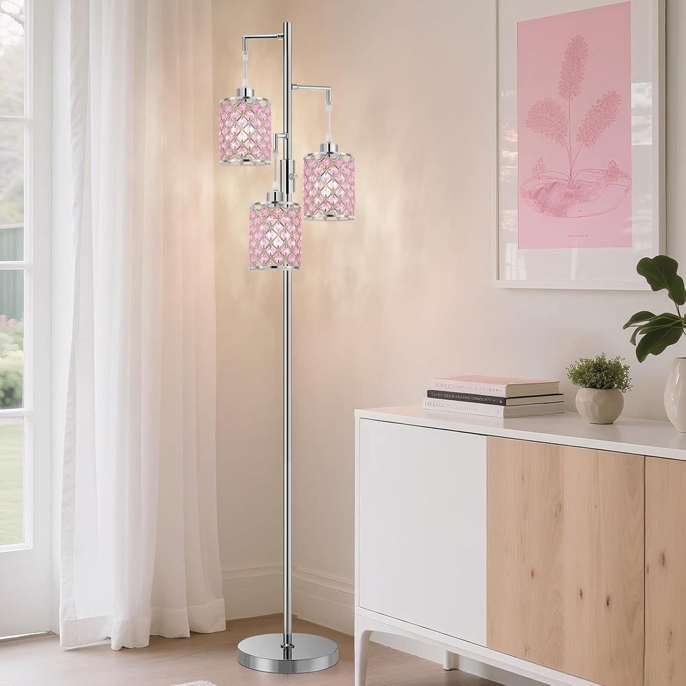 Crystal Floor Lamps 3-Light Standing Lamp for Living