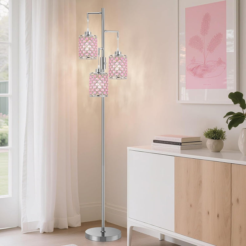 Crystal Floor Lamps 3-Light Standing Lamp for Living