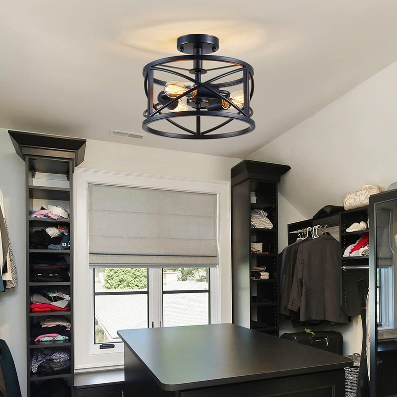 Crystal Leaf Chandelier 3-Light Vintage Farmhouse Industrial