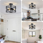 Crystal Leaf Chandelier 3-Light Vintage Farmhouse Industrial