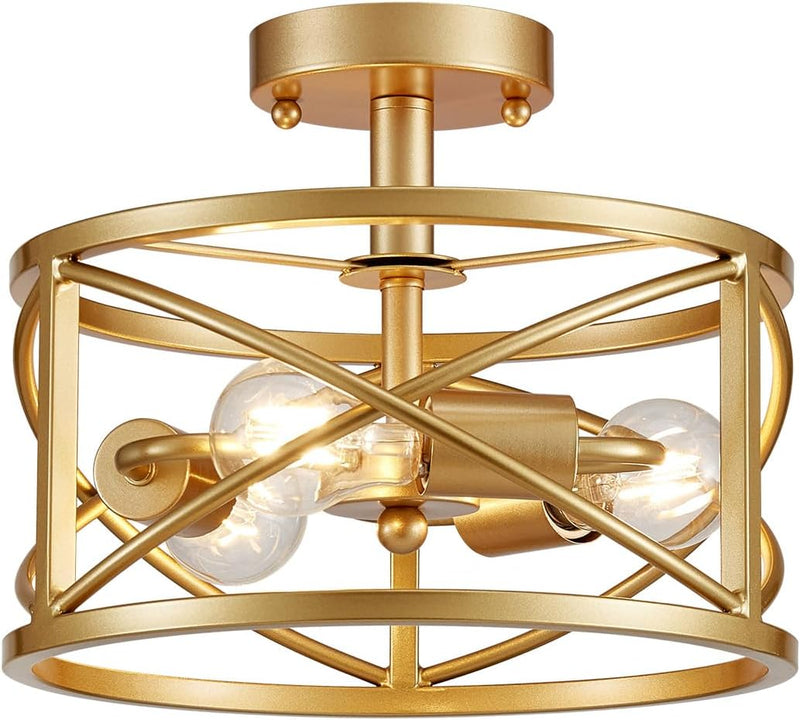 Crystal Leaf Chandelier 3-Light Vintage Farmhouse Industrial