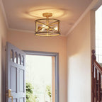 Crystal Leaf Chandelier 3-Light Vintage Farmhouse Industrial