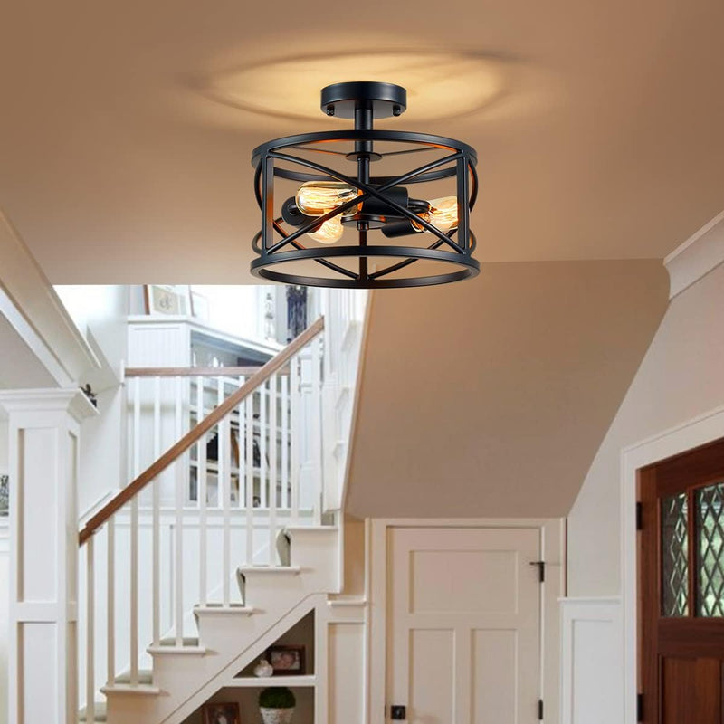 Crystal Leaf Chandelier 3-Light Vintage Farmhouse Industrial