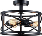 Crystal Leaf Chandelier 3-Light Vintage Farmhouse Industrial