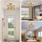 Crystal Leaf Chandelier 3-Light Vintage Farmhouse Industrial