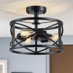 Crystal Leaf Chandelier 3-Light Vintage Farmhouse Industrial