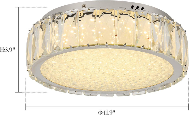 Crystal LED Ceiling Light Fixture 11.8" Flush Mount