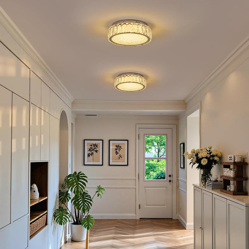 Crystal LED Ceiling Light Fixture 11.8" Flush Mount