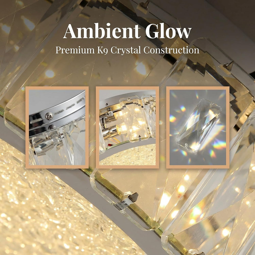 Crystal LED Ceiling Light Fixture 11.8" Flush Mount