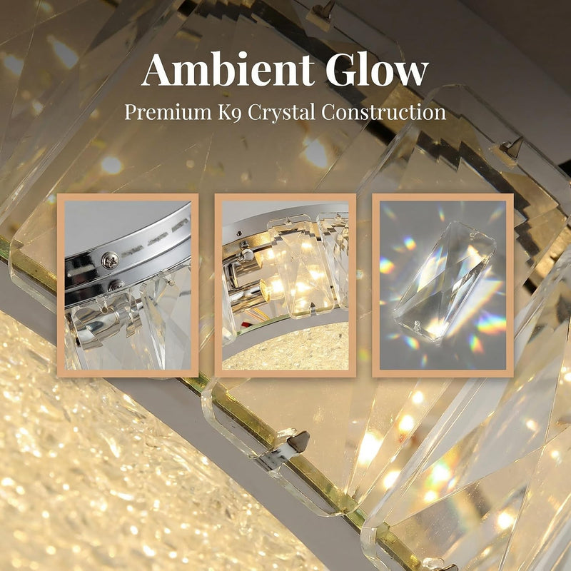 Crystal LED Ceiling Light Fixture 11.8" Flush Mount