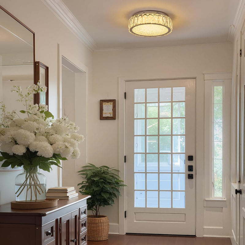 Crystal LED Ceiling Light Fixture 11.8" Flush Mount