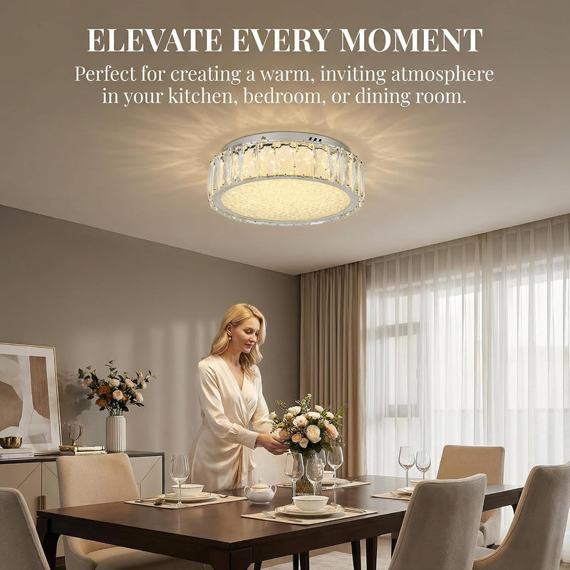 Crystal LED Ceiling Light Fixture 11.8" Flush Mount