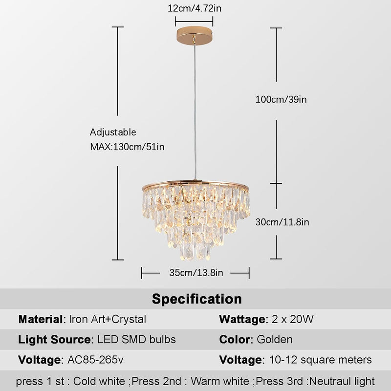 Crystal LED Ceiling Light Modern Chandelier Pendant Flush