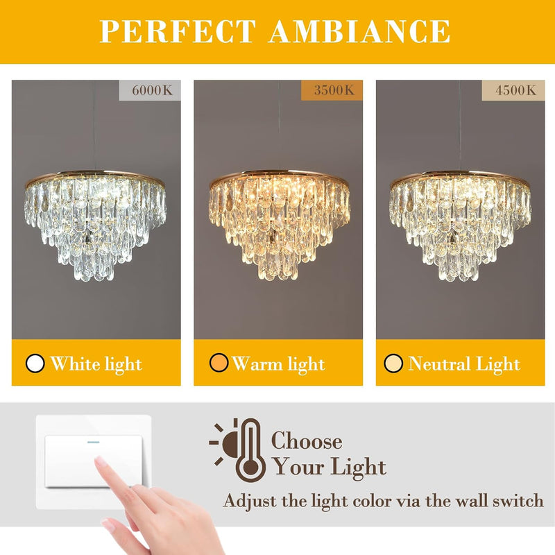Crystal LED Ceiling Light Modern Chandelier Pendant Flush