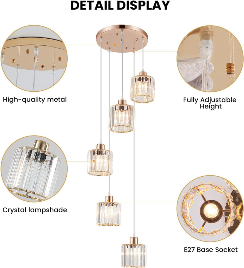 Crystal Pendant Ceiling 3 Light Chrome Kitchen Island